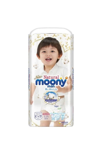 Bỉm tã quần Moony Natural size XL 32 miếng (12-22kg) (giao bao bì ngẫu nhiên)