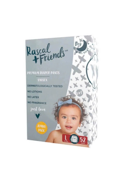 Tã quần Rascal + Friends (L, 10-15kg, 52 miếng)