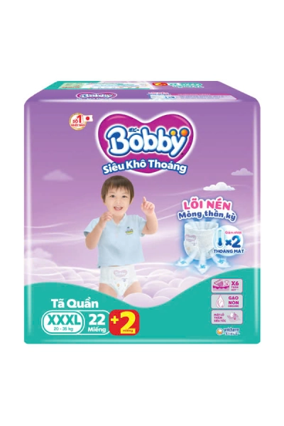 Bỉm tã quần Bobby size XXXL 22 miếng (20-35kg) (giao bao bì ngẫu nhiên)
