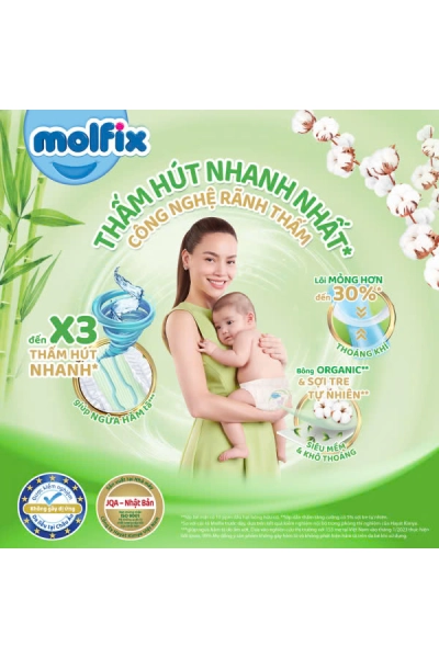 Bỉm tã dán Molfix thiên nhiên (Newborn,< 5kg, 70 miếng) (giao mẫu ngẫu nhiên)