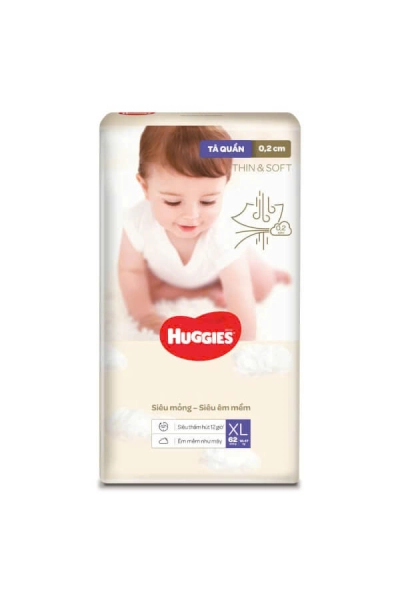 Tã quần Huggies Thin & Soft (XL, 12-17kg, 62 miếng)